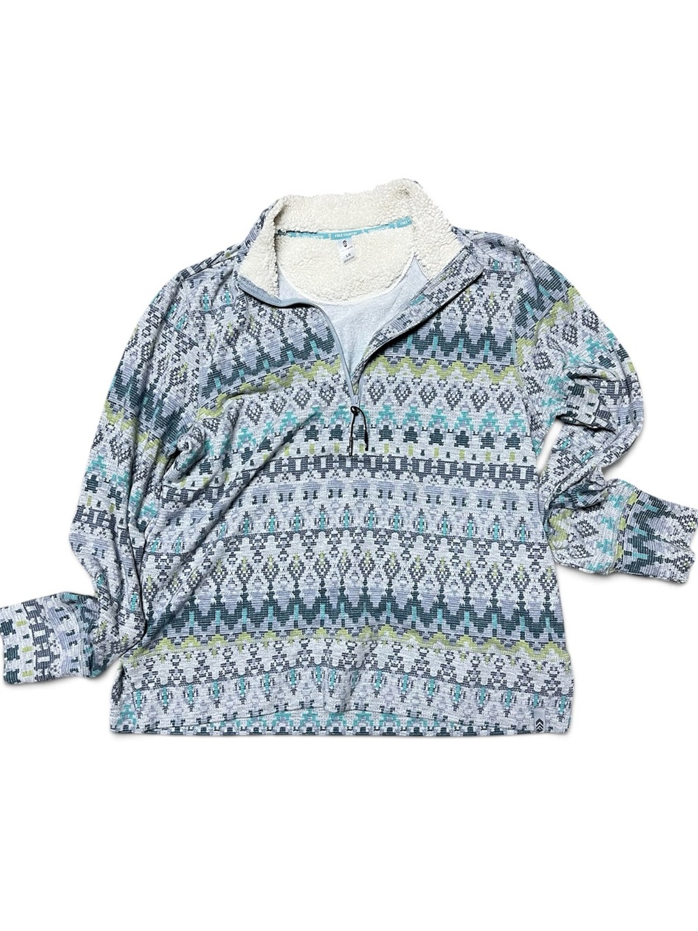 Free country Cozy Patterned Quarter-Zip Sherpa-Lined Women’s Sweater